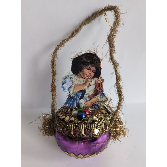 Bethany Lowe Ornament Purple Basket Giaimo Dresden Star Christmas Easter - Picture 1 of 6
